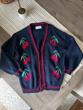 Old Navy Navy Sweater with Red Stripe Trim